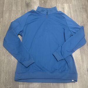 Adidas Sweatshirt Mens L Blue 1/4 Zip Club Sweater Pullover Golf Blade Collar